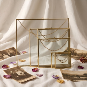 <b>Wholesale</b> Handmade Premium Quality Brass Metal Custom Sizes Vintage Design Double Horizontal Glass Photo <b>Frame</b> - Product Image 1