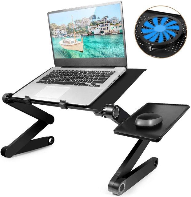 Office Portable Folding Adjustable Movable Black Metal Laptop Stand for Notebook Computer Support Bracket