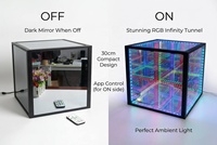 Cube miroir infini LED 3D de 30 cm |   Art déco |   Télécommande RGB à changement de couleur |   Salle sensorielle à lumière d'illusion en plastique acrylique