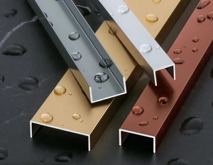 Embellecedor de borde en forma de U de aluminio de acero inoxidable para interiores, bordes de <span class=keywords><strong>Metal</strong></span> sin costuras, Fondo de techo empotrado, decoración de pared, esquinas de tira - Product Image 6