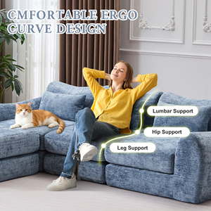 Sofá Cama Modular en la Nube, Sofá Seccional sin Estructura con Chaise Longue para Sala de Estar/Dormitorio, Sofá Shennel sin Montaje - Product Image 6