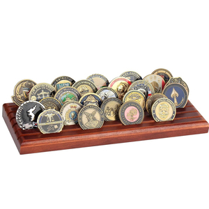 Présentoir pour pièces de monnaie Challenge - En bois - Style militaire - Fixation murale avec étagères amovibles - Noir