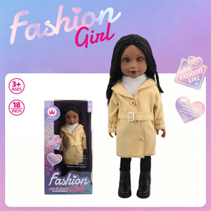 Poupées africaines en vinyle de qualité supérieure pour filles, 18 pouces, en silicone <span class=keywords><strong>noir</strong></span>, avec manteau <span class=keywords><strong>trench</strong></span> tendance, poupée réaliste pour enfant, cadeau d'anniversaire - Product Image 6