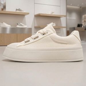 Baskets en toile blanches à semelle épaisse pour femme, style coréen, respirantes, décontractées, tendance, polyvalentes, pour étudiantes - Product Image 5
