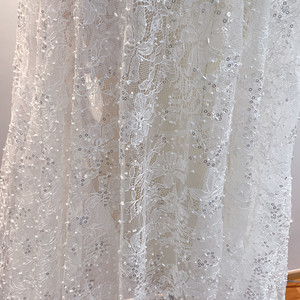 Bianco francese squisito tessuto di pizzo elegante con perline morbido al tatto abito da sposa con paillettes Base velo fiore foglia <span class=keywords><strong>accessori</strong></span> in pizzo - Product Image 3