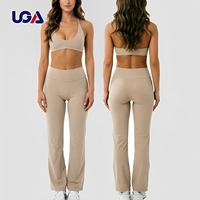 Ensemble de yoga taille haute écologique coupe ajustée avec soutien-gorge de sport dos nu effet seconde peau et leggings évasés