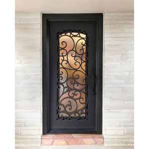 Actory-puertas de entrada principal de metal, puerta de entrada principal de hierro forjado arqueada individual para exteriores - Product Image 2