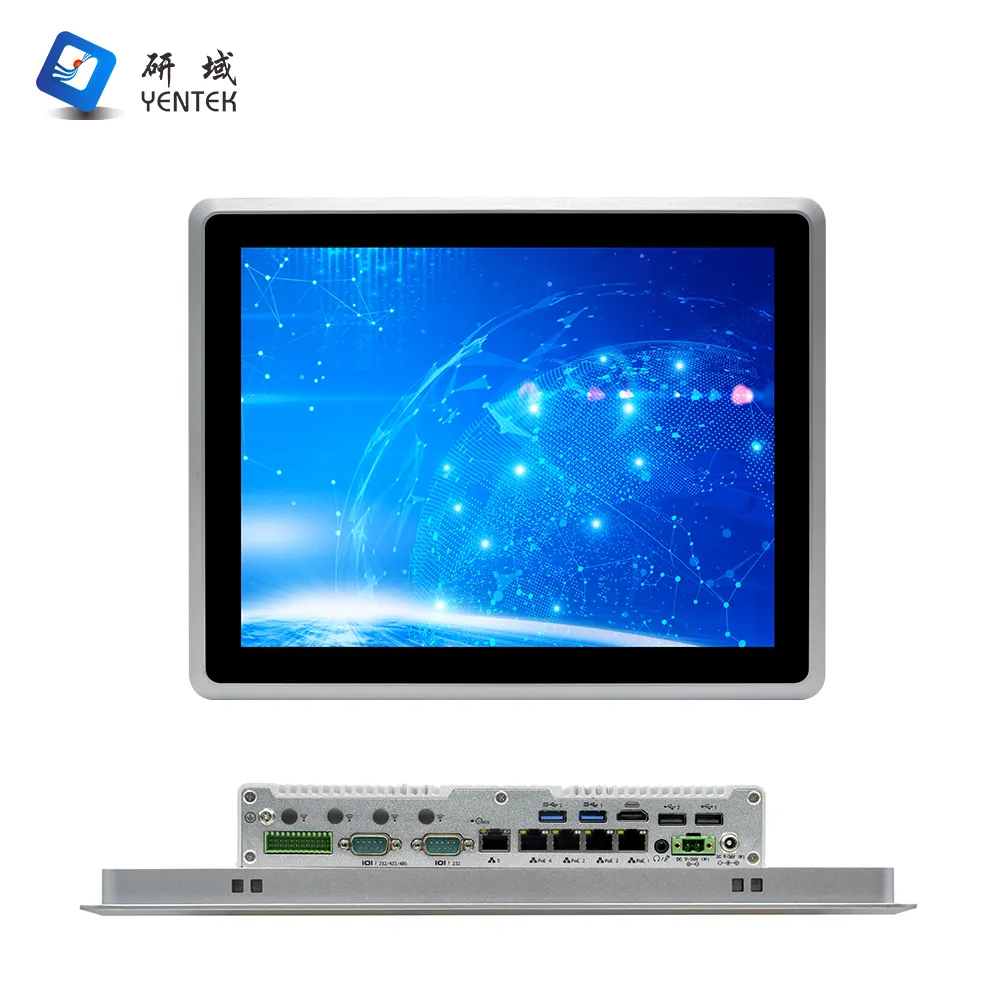 Özelleştirilmiş su geçirmez IP65 15 inç lcd 1024*768 all in one tablet PC 5 * LAN VESA fansız dokunmatik ekran endüstriyel Panel PC