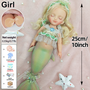 Poupée sirène reborn réaliste miniature de 25 cm, 10 pouces, en silicone, faite à la main, pour enfants et collectionneurs - Product Image 3