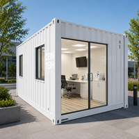 Bureau préfabriqué moderne en conteneur de 20 pieds avec salle de bain, structure en acier personnalisable et panneaux sandwich