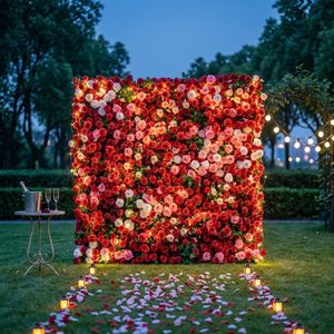 Muro de Flores Artificiales Ombre Premium con Rosas <span class=keywords><strong>en</strong></span> Degradado Rosa y Blanco para Decoración de Fondo de Boda de Lujo - Product Image 3