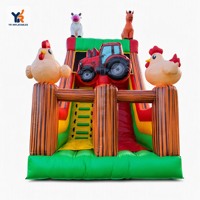 Château gonflable pour enfants sur le thème des animaux de dessin animé en PVC, coloré