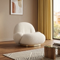 Fauteuil pouf en cuir en forme de nuage, style crème, doublure polaire, modèle Sydney pour salon et chambre