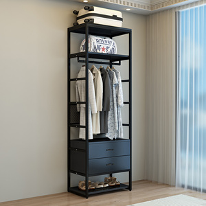 [Version haute] Étagère à tiroirs, Porte-vêtements en métal, Étagère de rangement ouverte, Étagère à assembler, Porte-manteau avec tiroirs - Product Image 1