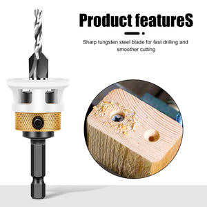 Mata bor Countersink 1/4 "Hex Shank 4 fluent Carbide berujung kayu bor Countersink dengan kedalaman gesekan rendah yang dapat disesuaikan - Product Image 2