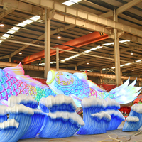 GO-18 Outdoor Chinese Animal Silk Cartoon Fisch laterne Festival Dekoration