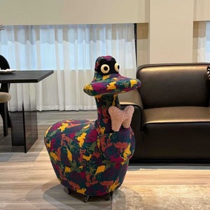 Tabouret en forme de canard mignon, repose-pieds rembourré, ottoman pour salon, chambre à coucher, chambre d'enfant - Product Image 2