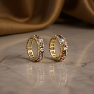 Orecchini a Cerchio in Oro Bianco E2844 con Diamanti Taglio Baguette, Gioielli di Lusso per Donna - Product Image 2