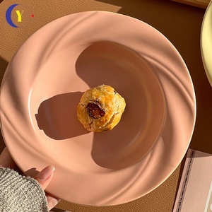 Piatto da pranzo in ceramica irregolare stile crema coreana di alta qualità per la casa cappello di paglia piatto torta <span class=keywords><strong>Pasta</strong></span> - Product Image 3