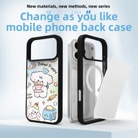 Carcasa Magnética para Teléfono con Espejo, Nuevo Estilo, con Panel Trasero Reutilizable y Adhesivo, Diseño Personalizable DIY I18e I17 I16
