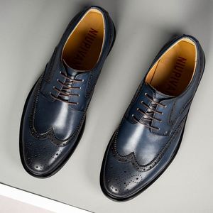 Chaussures de bureau et de conduite élégantes et polyvalentes en cuir souple à lacets, bout carré, confortables, respirantes, semelle en caoutchouc - Product Image 3