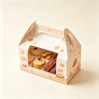 Boîte à gâteau personnalisée pour animaux de compagnie avec poignée et fenêtre, en carton kraft de qualité alimentaire pour anniversaire de chien ou de chat, vente en gros