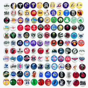 Broche en métal rond électroplaqué, style rétro transfrontalier, pour équipe de basketball, badge 'Time Gem', épinglette Kobe Curry, petit cadeau pour fan - Product Image 1