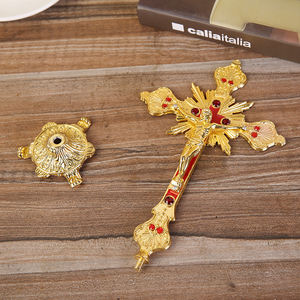 Metalllegierung Gold Kirchenreliquien Wand-Kruzifix Jesus Christus auf dem Ständer Kreuz Wand-Kruzifix Antike Heim-Kapellen-Dekoration - Product Image 5
