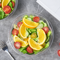 WALLSON Bol à salade transparent en PET jetable de 24 oz avec couvercle hermétique pour fruits, déjeuner et préparation de repas |   Fabricant expérimenté