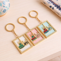 Porte-clés personnalisé de style arabe du Moyen-Orient, décorations du Ramadan, porte-clés en alliage métallique de la Kaaba, souvenir de la mosquée islamique