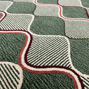 Alfombra de seda de bambú de lana hecha a mano de 6X10 pies, patrón de ondas geométricas, alfombra resistente a las manchas de colores Retro para decoración del hogar - Product Image 3
