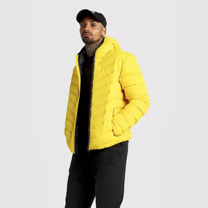 Men's Gray Winter Puffer <b>Jacket</b> Slim Fit <b>Zipper</b> Casual Warm Plus Size Waterproof and Washed Techniques - Product Image 5