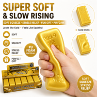 En gros, Barre d'or en mousse souple et moelleuse, simulation de brique d'or, anti-stress à presser, réaliste, à remontée lente, parfumé, unisexe