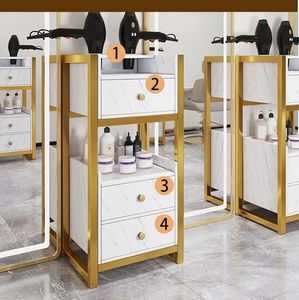 Chariot de salon moderne en or 2026 avec rangement de beauté amovible, robuste, 4 roues, pour salon et bureau à domicile - Product Image 2