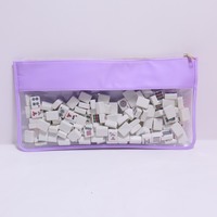 Sac de transport et de rangement pour tuiles de Mahjong américain en nylon multicolore avec fermeture éclair, grand format, transparent