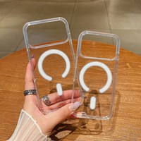 Funda Transparente para Teléfono con Carga Inalámbrica TPU PC para iPhone 17 Pro Max, Funda Magnética Antigolpes para iPhone 12 13 14 15 16 17
