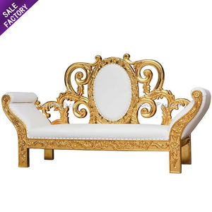 New Arrival Luxury Golden Event Wedding Party Sofa Throne <b>Chairs</b> Bride and Groom Gold Stainless Steel Sofa With Heart Backing - Product Image 2