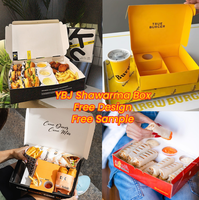 Emballage personnalisé en carton kraft ondulé pour sandwichs, hot-dogs, poulet frit, frites, hamburgers avec compartiment pour sauce et coupelle