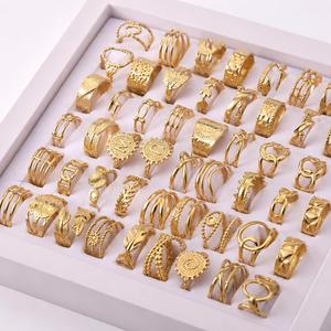 Wholesale Cheap Gold Plated Mixed Women <b>Adjustable</b> <b>Rings</b> Set Wedding Engagement Jewelry Bulk Stainless Steel <b>Rings</b> - Product Image 1
