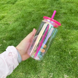 Vaso de Vidrio Iridiscente Brillante de 16 oz con Recubrimiento Arcoíris para Sublimación, Vaso Brillante para Bebidas, Vaso para Vinilo, Envío desde Almacén en EE. UU. - Product Image 1