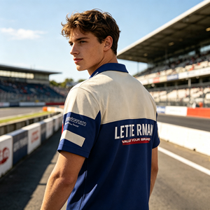 Polo demi-zippé OEM ODM en gros, personnalisé avec logo en caoutchouc imprimé, colorblock, chemise de sport tendance pour club, course, usage quotidien et décontracté - Product Image 6