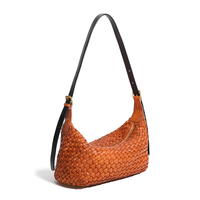 Sac à bandoulière de luxe en cuir véritable tressé à la main, sac à main en cuir de vachette tanné végétal, sac de plage rétro en gros
