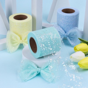 Nastro in Tulle Iridescente con Motivo a Mappa in Poliestere per Natale, 6cm-12cm, per Fiocchi a Farfalla e Accessori per Capelli Fai-da-Te - Product Image 1