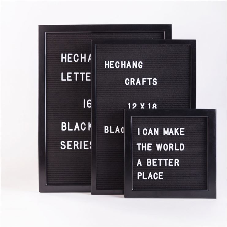 שחור קצה מסגרת לשינוי Letterboards שחור ממוסגר פג הרגיש מכתב לוח עם 3/4 אינץ לבן פלסטיק אותיות