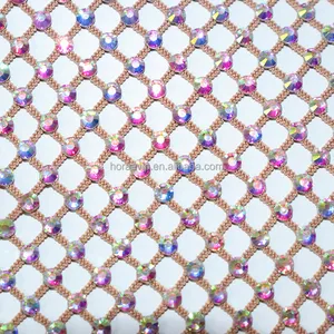 SS12 Nouveau Design Stretch Strass Maille Tissu Cristal Verre Strass Forte Maille Tissu Pour Tissu