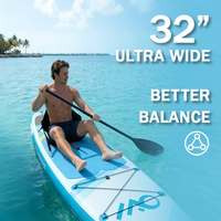 Planches de SUP gonflables bleues et blanches élégantes avec siège confortable, planche de pêche durable pour l'extérieur