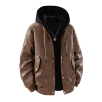Veste en cuir PU rétro américaine pour homme - Légère, coupe ample, tendance, décontractée, pour le printemps et l'automne