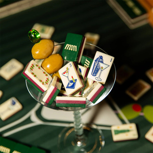 American Style Elegant 4-Player <b>Entertainment</b> Game Cards High Quality Acrylic Green New York Theme Mahjong Tiles - Product Image 4