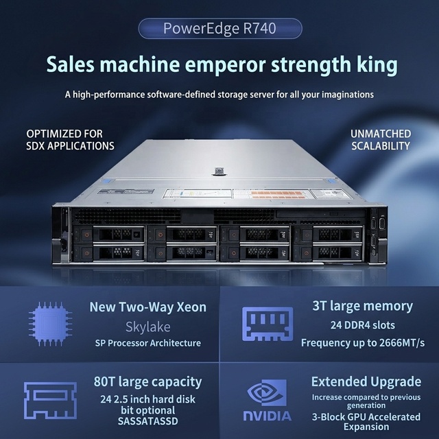 R730xd R740 R750 iptv Server Chassis 2u Rackmount Server Barebone Servers System Factory Wholesale Platinum Processors