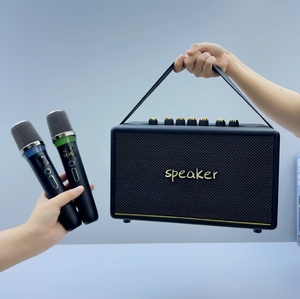 New Mii Pro Retro Hifi Stereo Bass KTV Bluetooth Loa 2 Microphone Âm Nhạc Không Dây Di Động Karaoke Loa Mic Cho Đảng - Product Image 3